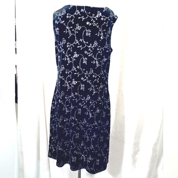 Vintage Sparkle Dress, Black Velour/Silver Sparkles, Sleeveless, Knee Length, M - Picture 2 of 11